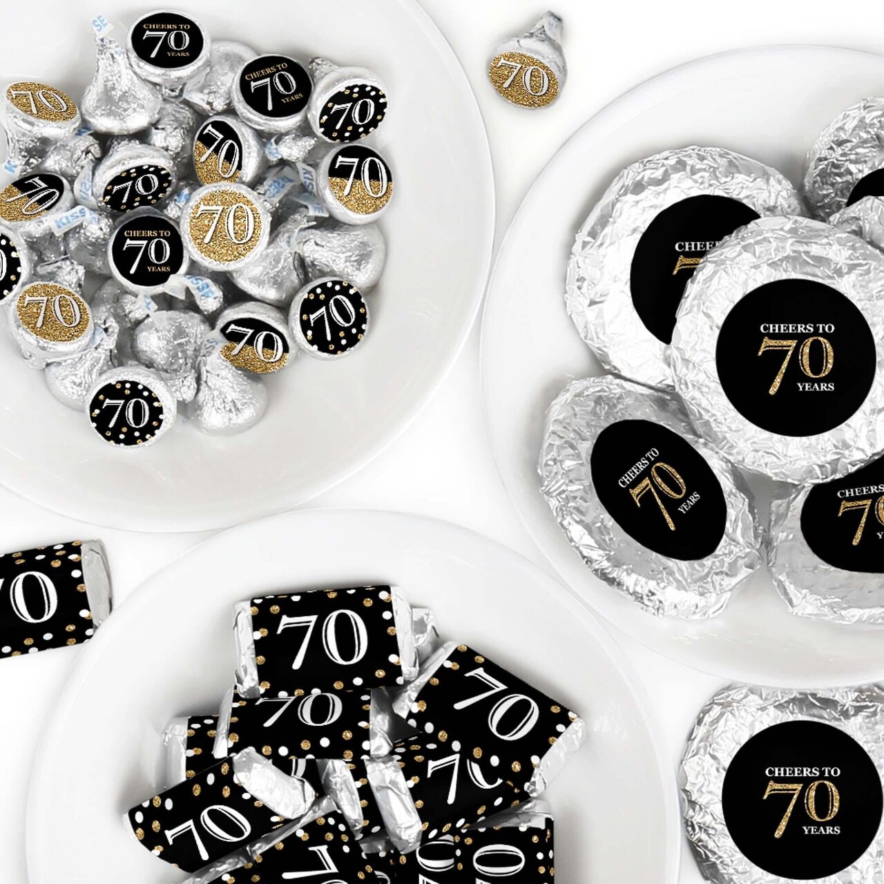 Big Dot of Happiness Adult 70th Birthday - Gold - Birthday Party Candy Favor Sticker Kit - 304 Pieces